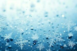 AI generated snowflakes gracefully decorating a winter wonderland Christmas snow light background AI Generated photo