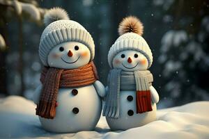 AI generated Charming snowman heralds Christmas celebration holiday cheer AI Generated photo