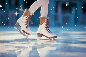AI generated Festive ice skating a winter joy that captures the Christmas spirit AI Generated photo