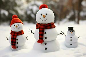 AI generated Charming snowman heralds Christmas celebration holiday cheer AI Generated photo