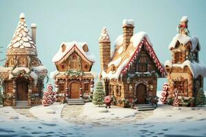 AI generated Christmas gingerbread house Magical fairy tale castle in snowy winter of sugary dreams AI Generated photo