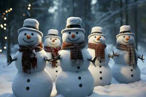 AI generated Charming snowman heralds Christmas celebration holiday cheer AI Generated photo