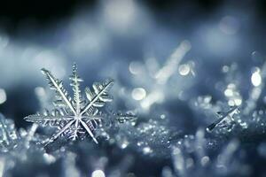 AI generated snowflakes gracefully decorating a winter wonderland Christmas snow light background AI Generated photo