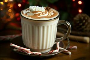 AI generated Classic hot chocolate rich warmth and creamy eggnog festive holiday Christmas  AI Generated photo