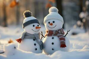 AI generated Charming snowman heralds Christmas celebration holiday cheer AI Generated photo