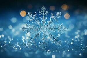 AI generated snowflakes gracefully decorating a winter wonderland Christmas snow light background AI Generated photo