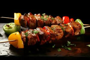 Juicy skewered seekh kababs a mouthwatering blend of spices and grilled goodness AI Generated photo