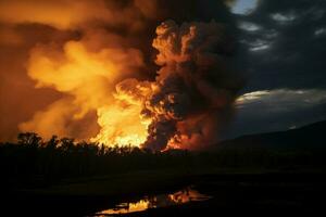 wildfire forest fire Engulfs Woods Fire Spreads Wildly AI Generated photo