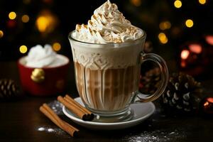 AI generated Classic hot chocolate rich warmth and creamy eggnog festive holiday Christmas  AI Generated photo