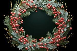 AI generated Rustic Christmas wreath ornaments a beacon of yuletide charm AI Generated photo