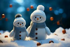 AI generated Charming snowman heralds Christmas celebration holiday cheer AI Generated photo