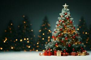 AI generated beautifully decorated Christmas tree with twinkling lights and festive ornaments AI Generated photo