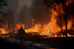 fuego fatuo bosque fuego engulle bosque fuego se extiende salvajemente ai generado foto