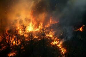 wildfire forest fire Engulfs Woods Fire Spreads Wildly AI Generated photo