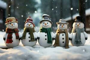 AI generated Charming snowman heralds Christmas celebration holiday cheer AI Generated photo