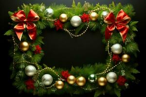 AI generated Rustic Christmas wreath ornaments a beacon of yuletide charm AI Generated photo