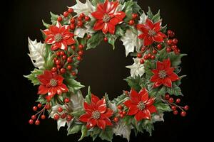 AI generated Rustic Christmas wreath ornaments a beacon of yuletide charm AI Generated photo