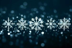 AI generated snowflakes gracefully decorating a winter wonderland Christmas snow light background AI Generated photo