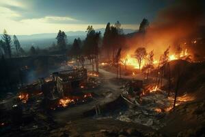 wildfire forest fire Engulfs Woods Fire Spreads Wildly AI Generated photo