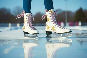 ai generado festivo hielo Patinaje un invierno alegría ese capturas el Navidad espíritu ai generado foto