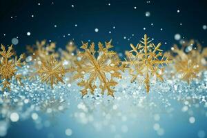 AI generated snowflakes gracefully decorating a winter wonderland Christmas snow light background AI Generated photo