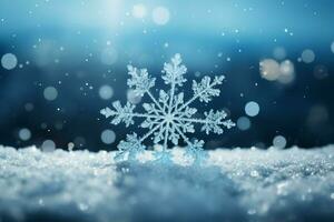 AI generated snowflakes gracefully decorating a winter wonderland Christmas snow light background AI Generated photo