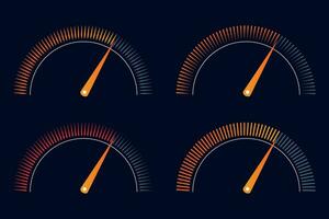 Meter or Gauge indicator, car speed test, speedometer icon, progress performance chart vector illustration.