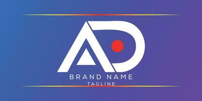 Alphabet letters Creative Monogram logo AD, DA, A and D vector illustration.