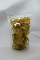Cassava chips packaged using plastic. photo
