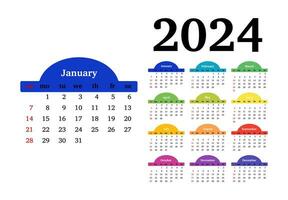 Calendar for 2024 isolated on a white background vector