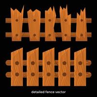 cartoon wooden fence detailed style vector