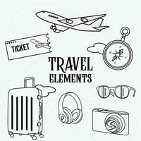 travel elements vector graphics in outline