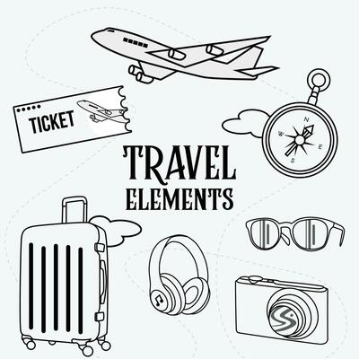 Travel Element Sticker Icons Vector Vector Art & Graphics