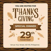 Thanksgiving graphic vector background in wood