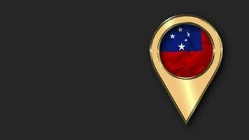 Samoa Gold Location Icon Flag Seamless Looped Waving, Space on Left Side for Design or Information, 3D Rendering video