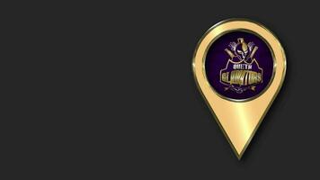 Quetta Gladiators, QG Gold Location Icon Flag Seamless Looped Waving, Space on Left Side for Design or Information, 3D Rendering video