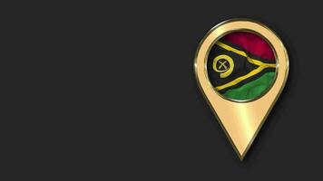 Vanuatu Gold Location Icon Flag Seamless Looped Waving, Space on Left Side for Design or Information, 3D Rendering video