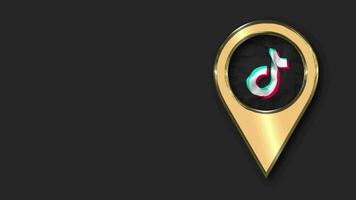 Tiktok Gold Location Icon Flag Seamless Looped Waving, Space on Left Side for Design or Information, 3D Rendering video