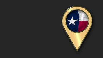 State of Texas Gold Location Icon Flag Seamless Looped Waving, Space on Left Side for Design or Information, 3D Rendering video