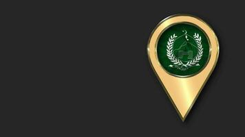 Government of Khyber Pakhtunkhwa, KPK Gold Location Icon Flag Seamless Looped Waving, Space on Left Side for Design or Information, 3D Rendering video