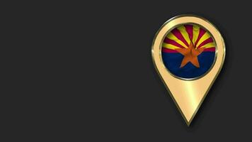 State of Arizona Gold Location Icon Flag Seamless Looped Waving, Space on Left Side for Design or Information, 3D Rendering video