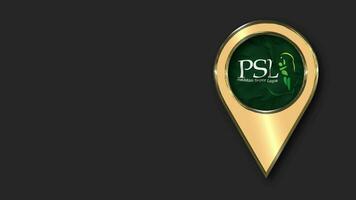 Pakistan Super League, PSL Gold Location Icon Flag Seamless Looped Waving, Space on Left Side for Design or Information, 3D Rendering video