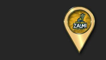 Peshawar Zalmi, PZ Gold Location Icon Flag Seamless Looped Waving, Space on Left Side for Design or Information, 3D Rendering video