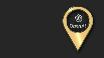 ChatGPT OpenAI Gold Location Icon Flag Seamless Looped Waving, Space on Left Side for Design or Information, 3D Rendering video