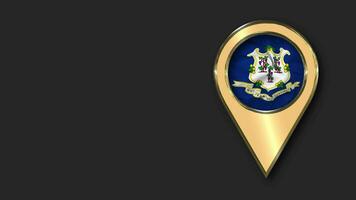 State of Connecticut Gold Location Icon Flag Seamless Looped Waving, Space on Left Side for Design or Information, 3D Rendering video