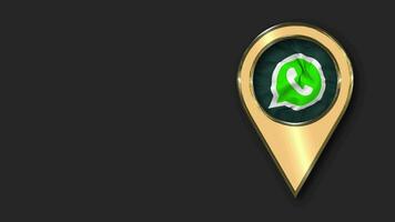 WhatsApp Gold Location Icon Flag Seamless Looped Waving, Space on Left Side for Design or Information, 3D Rendering video