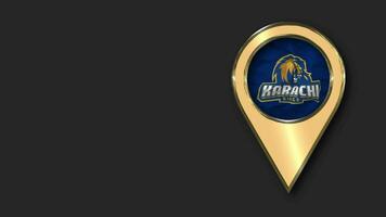 Karachi Kings, KK Gold Location Icon Flag Seamless Looped Waving, Space on Left Side for Design or Information, 3D Rendering video