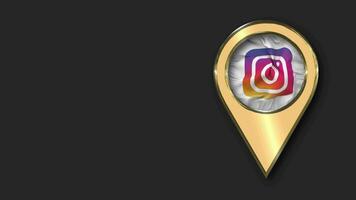 Instagram Gold Location Icon Flag Seamless Looped Waving, Space on Left Side for Design or Information, 3D Rendering video