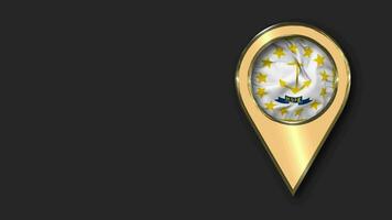 State of Rhode Island Gold Location Icon Flag Seamless Looped Waving, Space on Left Side for Design or Information, 3D Rendering video