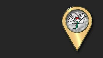 Yorkshire Vikings, Yorkshire County Cricket Club Gold Location Icon Flag Seamless Looped Waving, Space on Left Side for Design or Information, 3D Rendering video